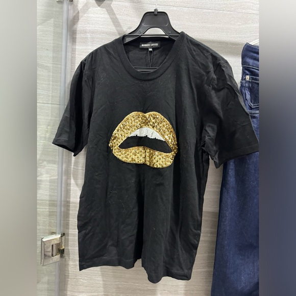 MARKUS LUPFER Alex Sequin 3D Lara Lip T-Shirt - Picture 1 of 5